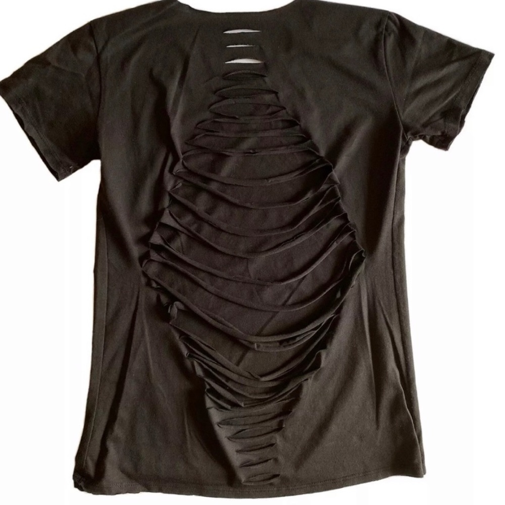 Johnny Cash Man In Black Ripped Back Stretch Top - Picture 3 of 3